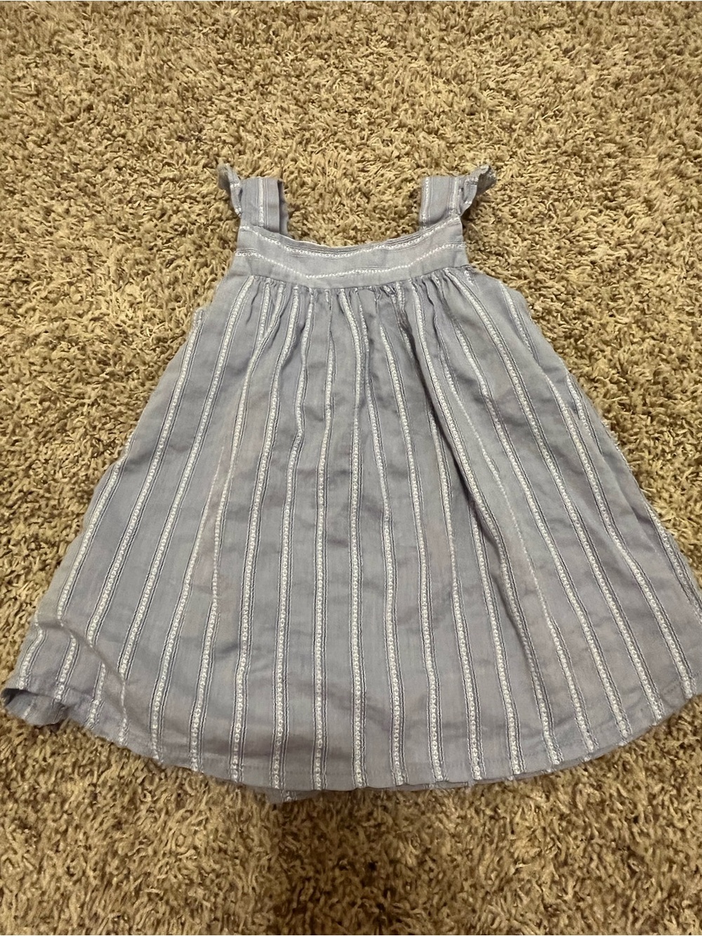 Edgehill Collection Blue-Gray Striped Sundress with Bloomers
